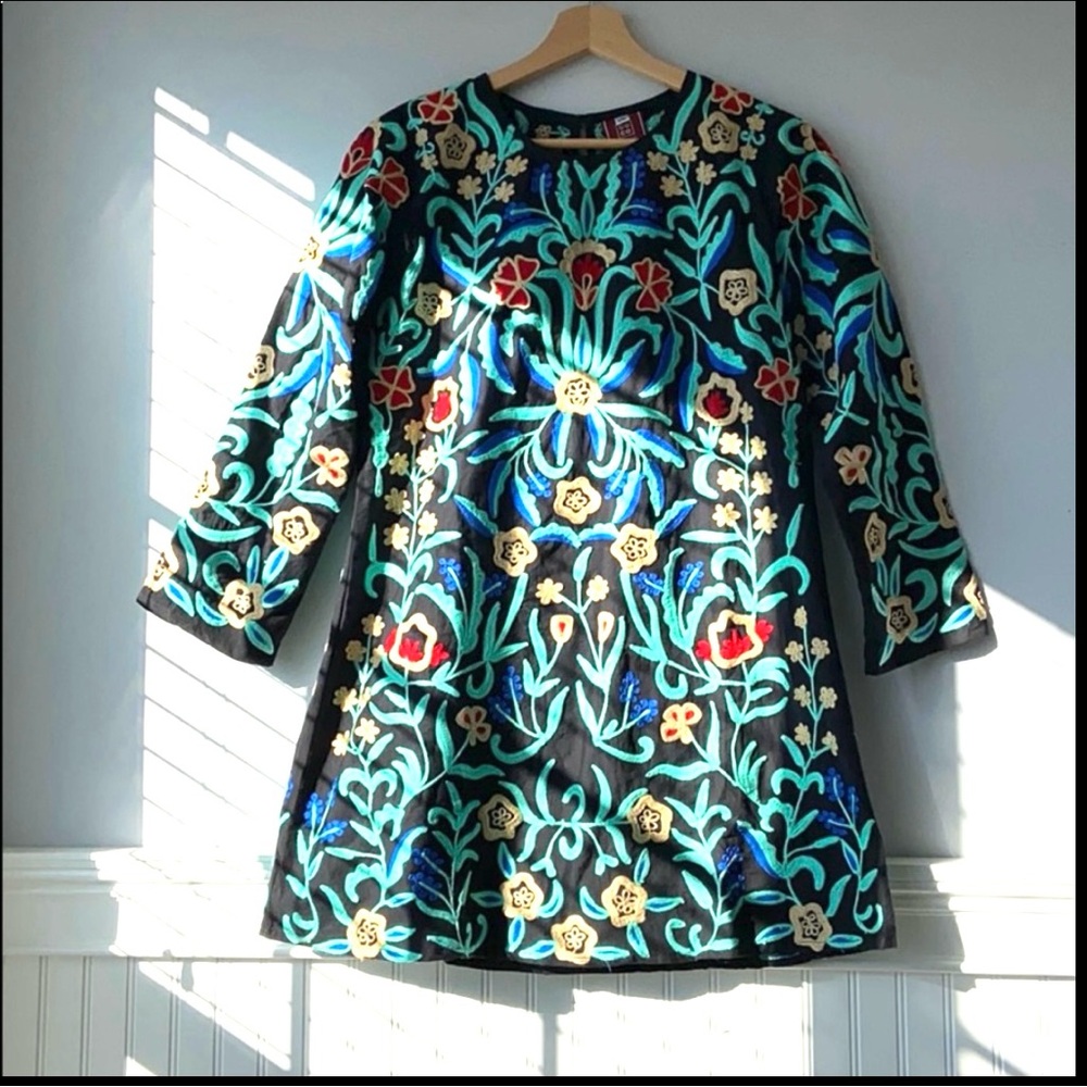 🌺The Coco Brand Mini Dress Size S/M Whimsy Beautiful Handmade Boho Embroidered